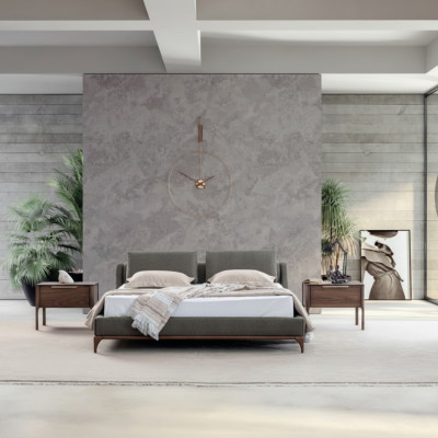 Ensemble chambre à coucher au design moderne 3 pièces lit 2x table de chevet 180x200