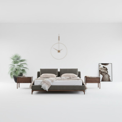 Ensemble chambre à coucher au design moderne 3 pièces lit 2x table de chevet 180x200