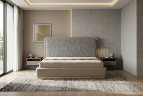 Lit design moderne de luxe Élégant Lits Chambre à coucher 180x200 Meubles Tissu
