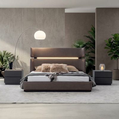 Ensemble de chambre de luxe Lit avec 2 tables de chevet Ensemble de design moderne