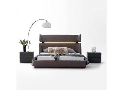 Ensemble de chambre de luxe Lit avec 2 tables de chevet Ensemble de design moderne