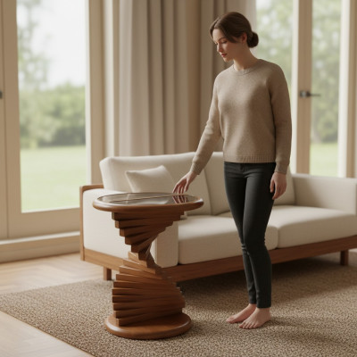 Table d'appoint chic pour salon au design moderne en bois.
