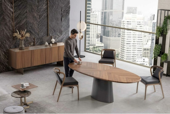 Luxus Esszimmer Set Esstisch mit modernem Design 6x Stühle mit 2x Couchtischen