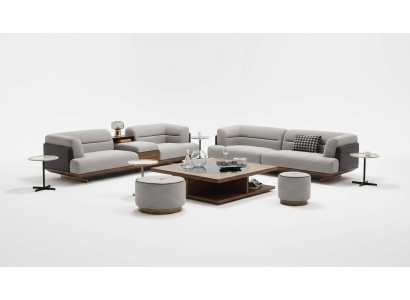 Canapé de luxe Gris Salon Tapisserie Textile Canapé Trois places Canapés Sofas