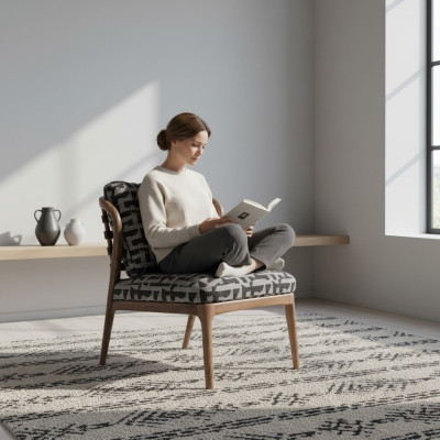 Fauteuil de salon design moderne de luxe en gris canapé une place en tissu pour salon