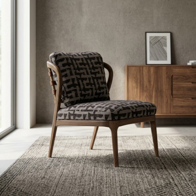Fauteuil de salon design moderne de luxe en gris canapé une place en tissu pour salon