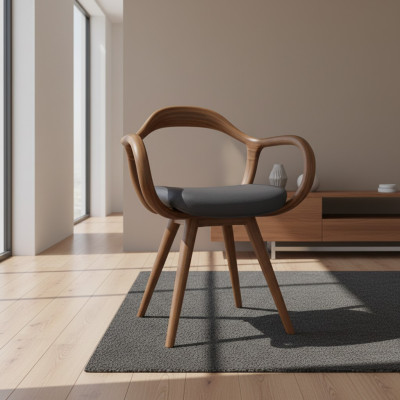 Chaises Salle à manger Salle à manger Fauteuil Chaise en bois avec accoudoir Mobilier de salle à manger