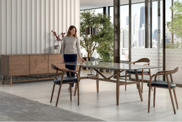 Ensemble de salle à manger moderne de 6 pièces table 4x chaises avec buffet groupe de salle à manger