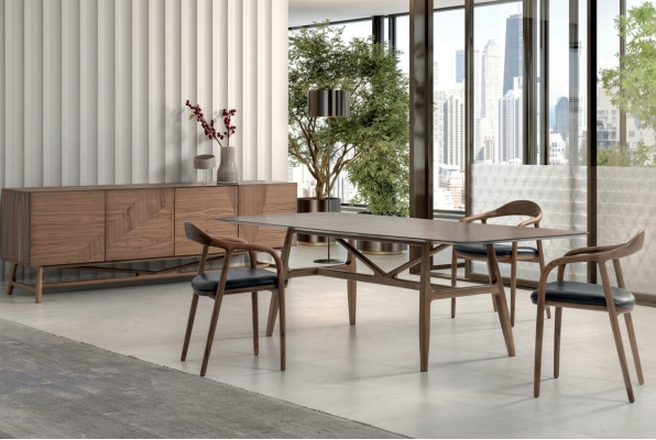 Ensemble de salle à manger moderne de 6 pièces table 4x chaises avec buffet groupe de salle à manger