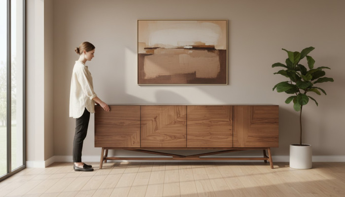 Buffet de salle à manger moderne de design de luxe en bois Commode Buffet de rangement