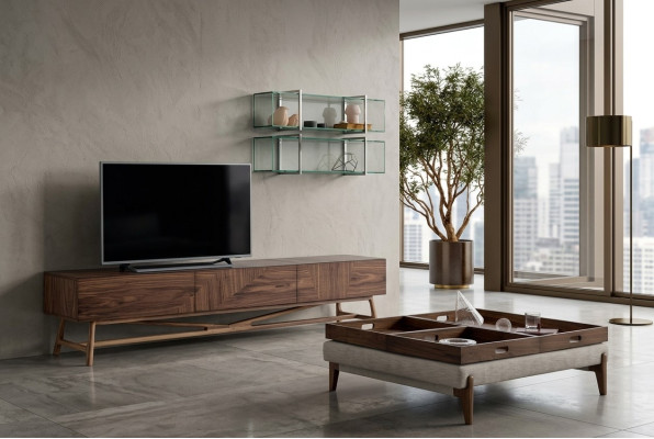 Salle de séjour TV bas avec 2x étagère murale, design de luxe Sideboard unité murale