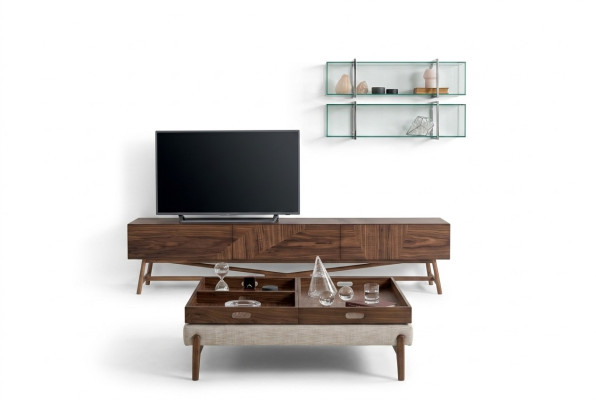 Salle de séjour TV bas avec 2x étagère murale, design de luxe Sideboard unité murale