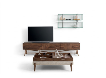 Salle de séjour TV bas avec 2x étagère murale, design de luxe Sideboard unité murale