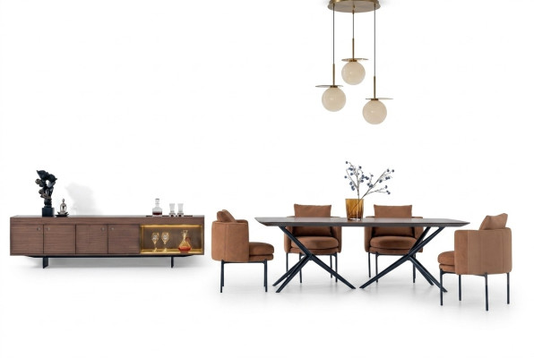 Salle à manger Ensemble moderne Table 4x chaises Buffet Ensemble de designer de luxe