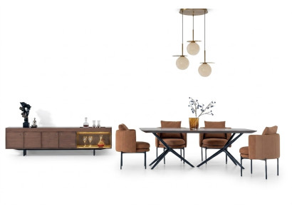 Salle à manger Ensemble moderne Table 4x chaises Buffet Ensemble de designer de luxe