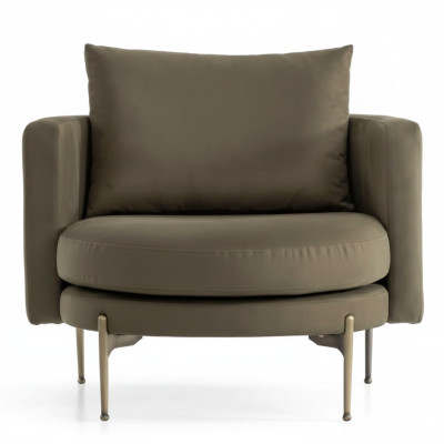 Fauteuil pour Salon Design Moderne en Bois avec Textile Rond Lounge Club