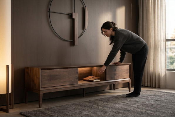 Salon de luxe Meubles bruns Unité murale TV Table basse neuve Moderne
