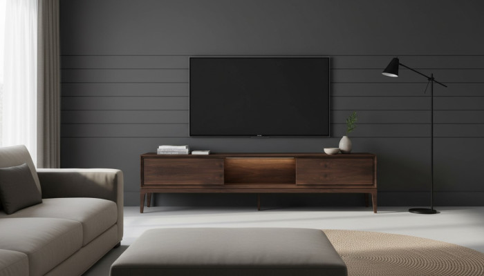 Salon de luxe Meubles bruns Unité murale TV Table basse neuve Moderne