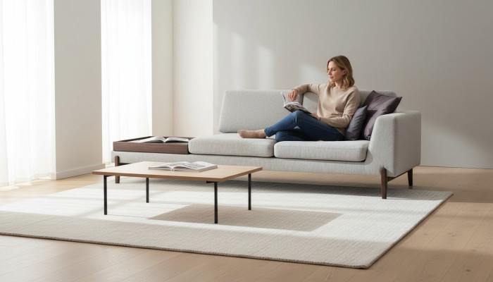 Canapé de salon de luxe Design moderne en bois avec Textile Lounge Club Sofa Big