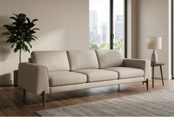 Canapé de luxe de couleur gris pour le salon Tissu d'ameublement Trois places Canapé Sofas