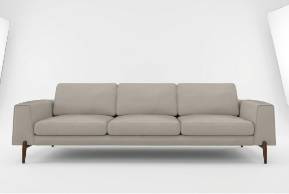 Canapé de luxe de couleur gris pour le salon Tissu d'ameublement Trois places Canapé Sofas