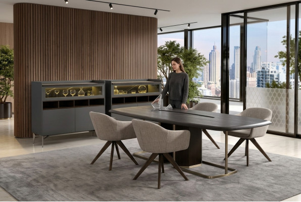 Ensemble de salle à manger de luxe en bois Table à manger moderne 4 chaises avec buffet Meubles