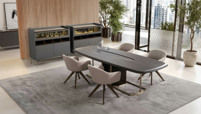 Ensemble de salle à manger de luxe en bois Table à manger moderne 4 chaises avec buffet Meubles