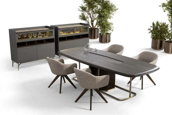 Ensemble de salle à manger de luxe en bois Table à manger moderne 4 chaises avec buffet Meubles