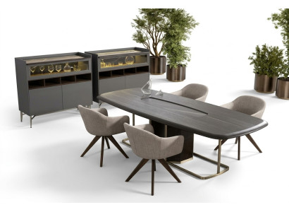 Ensemble de salle à manger de luxe en bois Table à manger moderne 4 chaises avec buffet Meubles