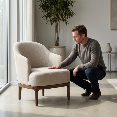 Fauteuil de luxe pour salon, design gris, mobilier de salon Club Lounge, siège unique