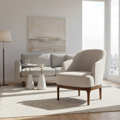 Fauteuil de luxe pour salon, design gris, mobilier de salon Club Lounge, siège unique