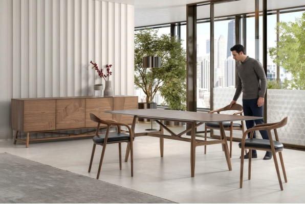 Ensemble de salle à manger de luxe - Ensemble de salle à manger 6 pièces - Ensemble Table 4x Chaises avec Buffet