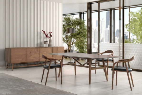 Ensemble de salle à manger de luxe - Ensemble de salle à manger 6 pièces - Ensemble Table 4x Chaises avec Buffet