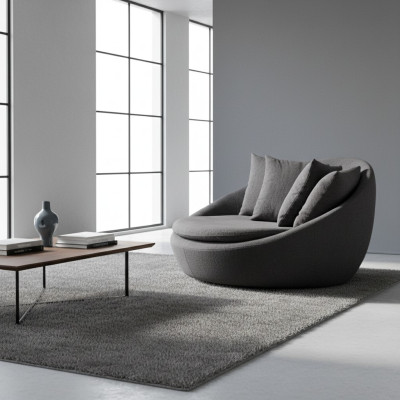 Fauteuil rembourré 2 places Design moderne Gris Lounge Luxe Salon Club