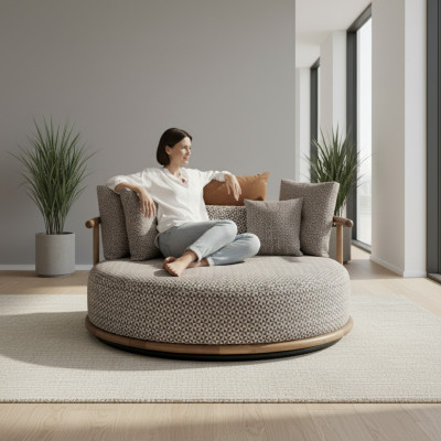 Canapé design pour salon moderne avec siège de luxe rond coussin de siège.