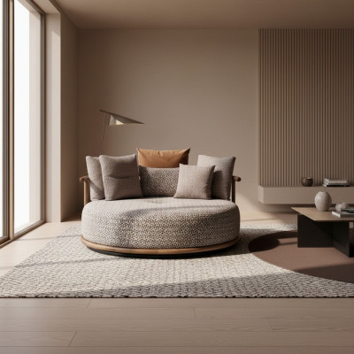 Canapé design pour salon moderne avec siège de luxe rond coussin de siège.