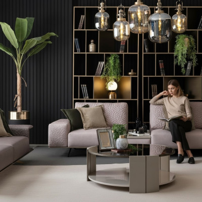 Canapé élégant 3 places Rose Design moderne pour salon Sofas Couches