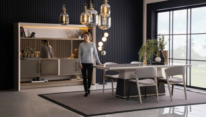 Ensemble de salle à manger de luxe 6 pièces Table à manger 4x chaises Buffet Ensemble de designer moderne 6 pièces
