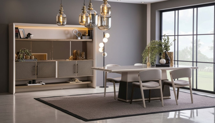 Ensemble de salle à manger de luxe 6 pièces Table à manger 4x chaises Buffet Ensemble de designer moderne 6 pièces