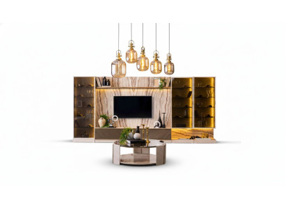 Élégante unité murale, extension du salon, mur 388cm, unités murales de luxe, buffet