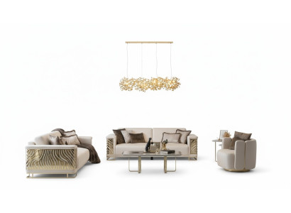 Ensemble de canapé de luxe 4 places + 3 places fauteuil table basse moderne 4 pièces. Design de l'ensemble