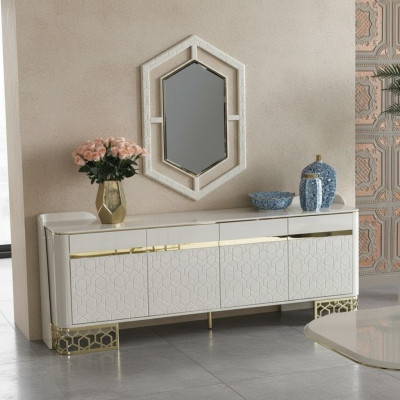 Buffet de luxe Design moderne Salon Mobilier de haute qualité Commode Miroir 2 pièces