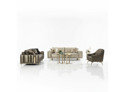 Ensemble de canapés design 3+2+1 places Fauteuil moderne en tissu mobilier de luxe couleur or