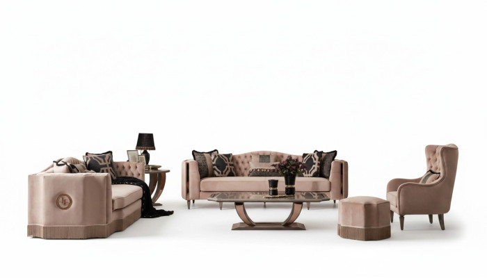 Ensemble de canapés de luxe 4+3+1 Ensemble Fauteuil Design Moderne Meubles Chesterfield
