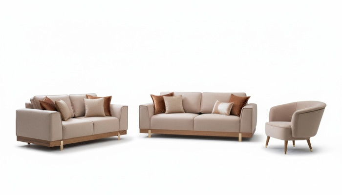 Ensemble de canapé de luxe 3+2+1 Siège Fauteuil Canapé Mobilier Design Rembourré 3 pièces.