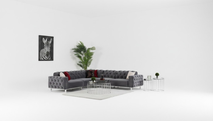 Suite d'angle Chesterfield Canapé d'angle Canapé Sofa Canapé d'angle Meubles