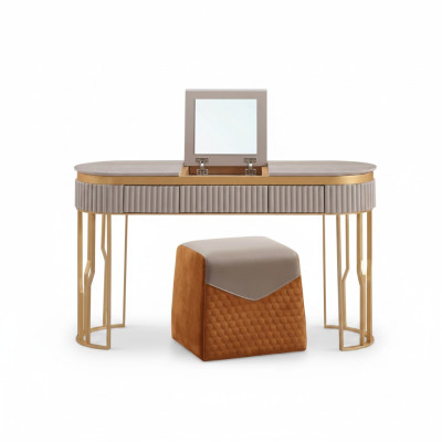 Table de Toilette Beige de Designer Table en Bois Moderne Mobilier de Chambre de Luxe