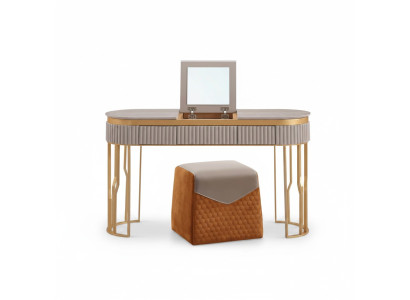 Table de Toilette Beige de Designer Table en Bois Moderne Mobilier de Chambre de Luxe
