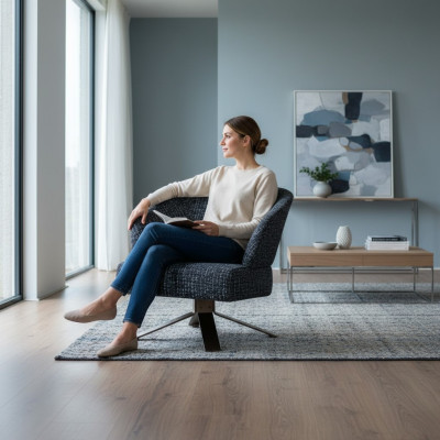 Fauteuil de luxe, fauteuil lounge ergonomique rembourré au design moderne