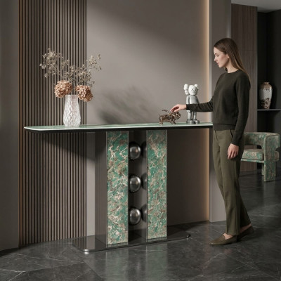 Console de luxe moderne - Designer en bois gris - Meuble neuf pour salon